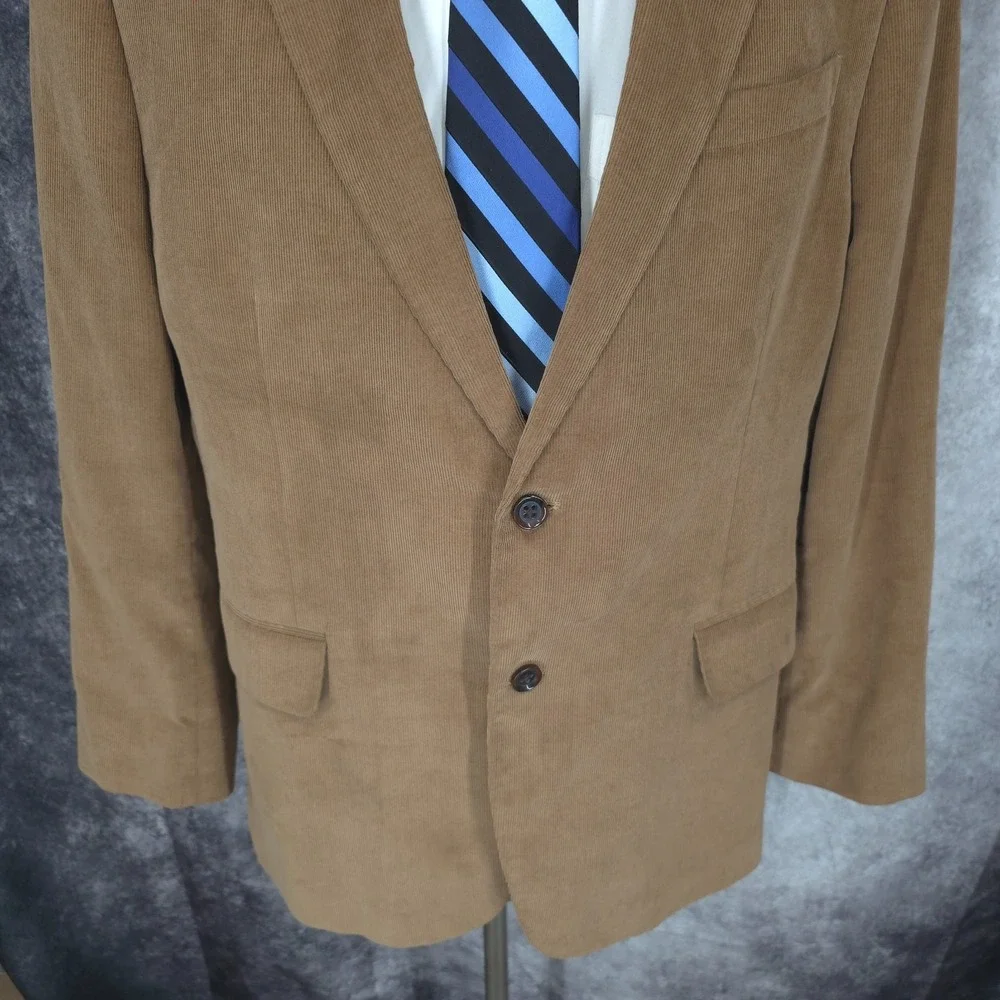 Stafford Corduroy Blazer Jacket Mens 44R Brown Sports‎ Coat 2 Buttons Vented